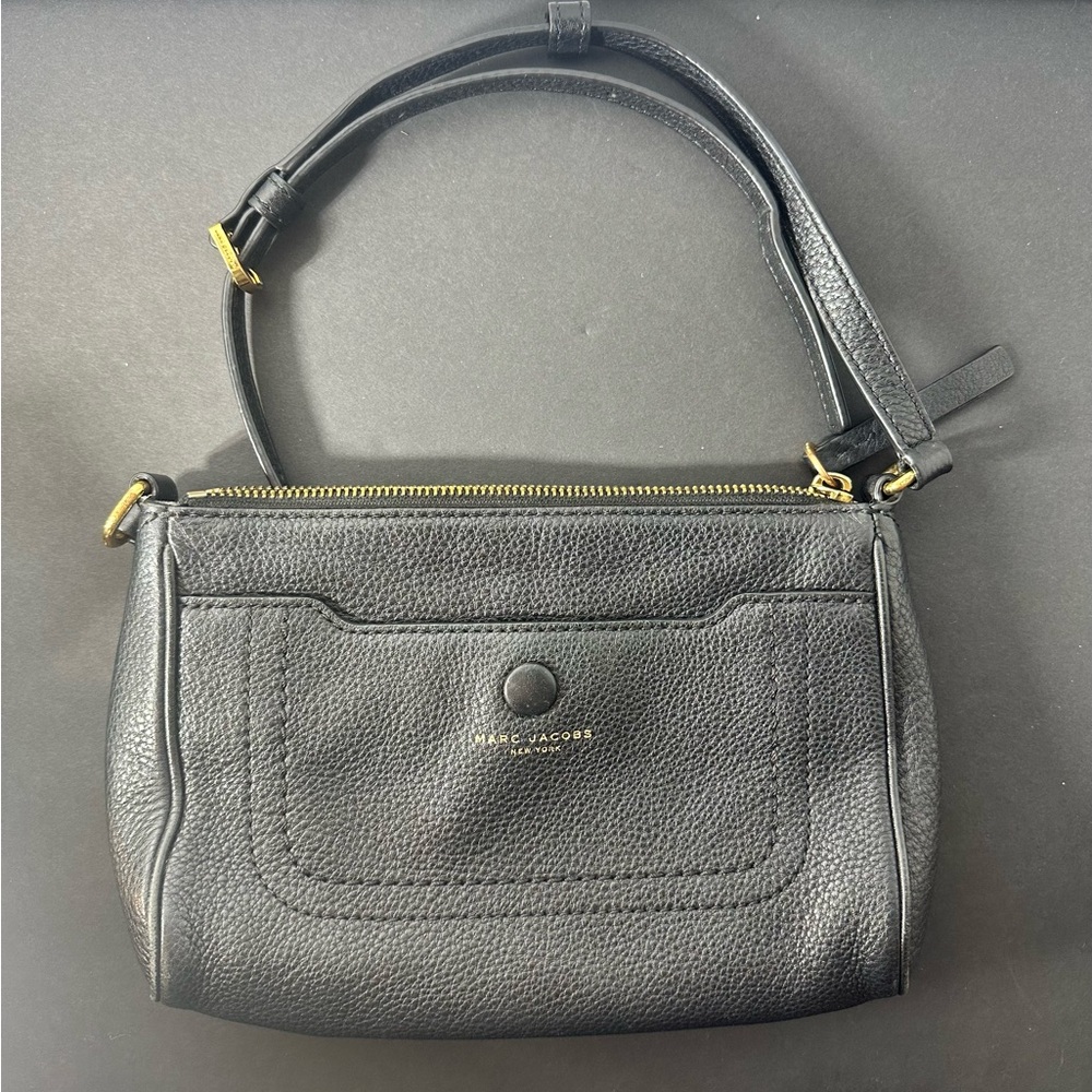 Marc Jacobs Black Shoulder Bag with Gold Accents